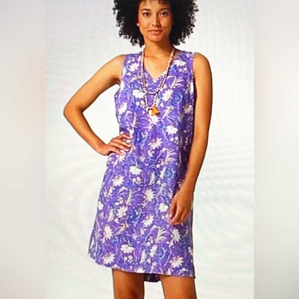 J. Jill Pure Jill 100% Linen Sleeveless V-Neck Dress